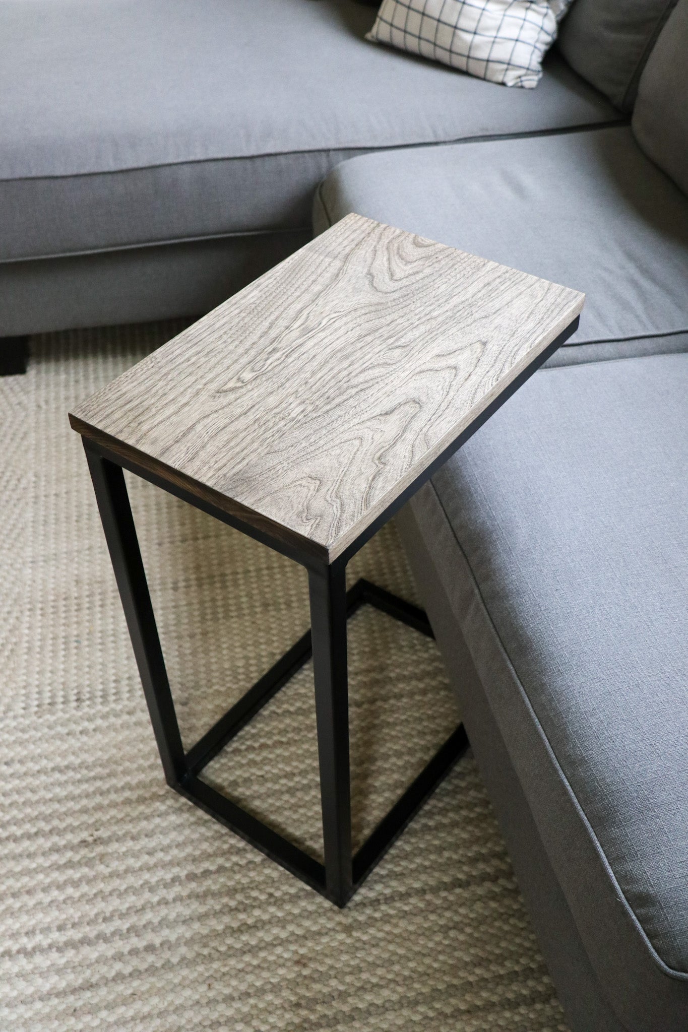 Solid Black Hackberry Wood C-Table