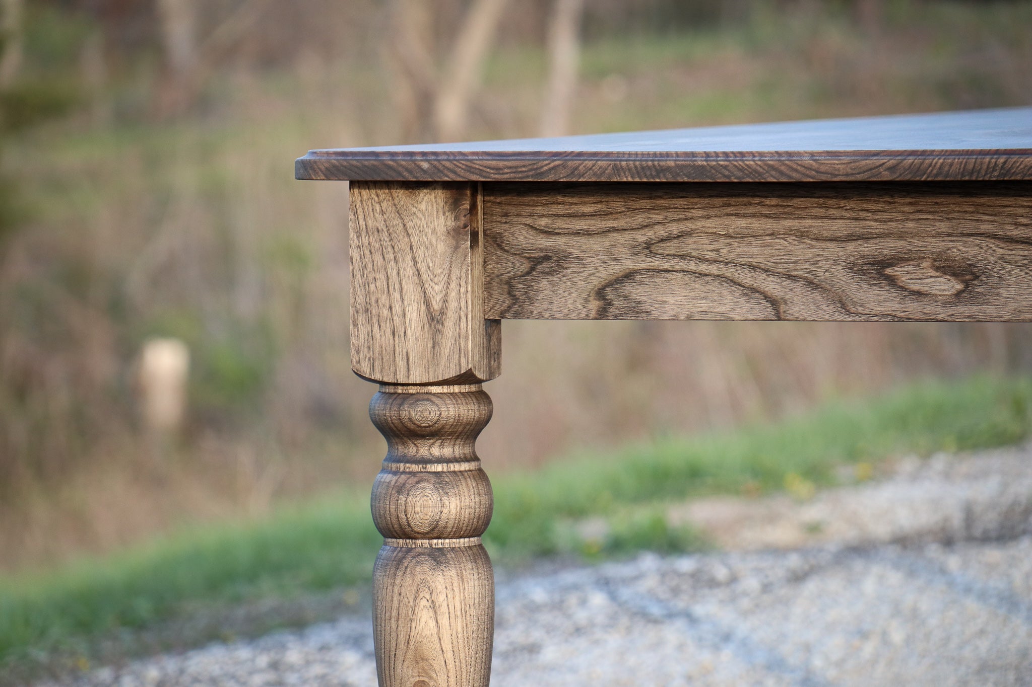 Classic Hackberry Hardwood Farmhouse Dining Table (in stock) Handmade Furniture in Iowa, USA