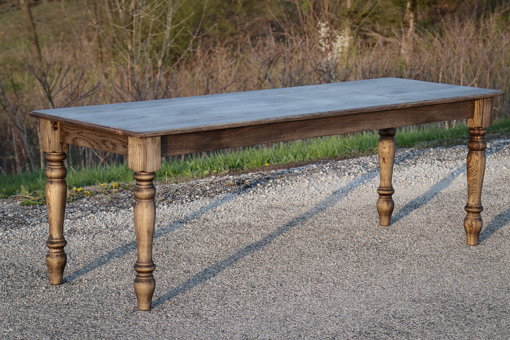 Classic Hackberry Hardwood Farmhouse Dining Table (in stock) Handmade Furniture in Iowa, USA