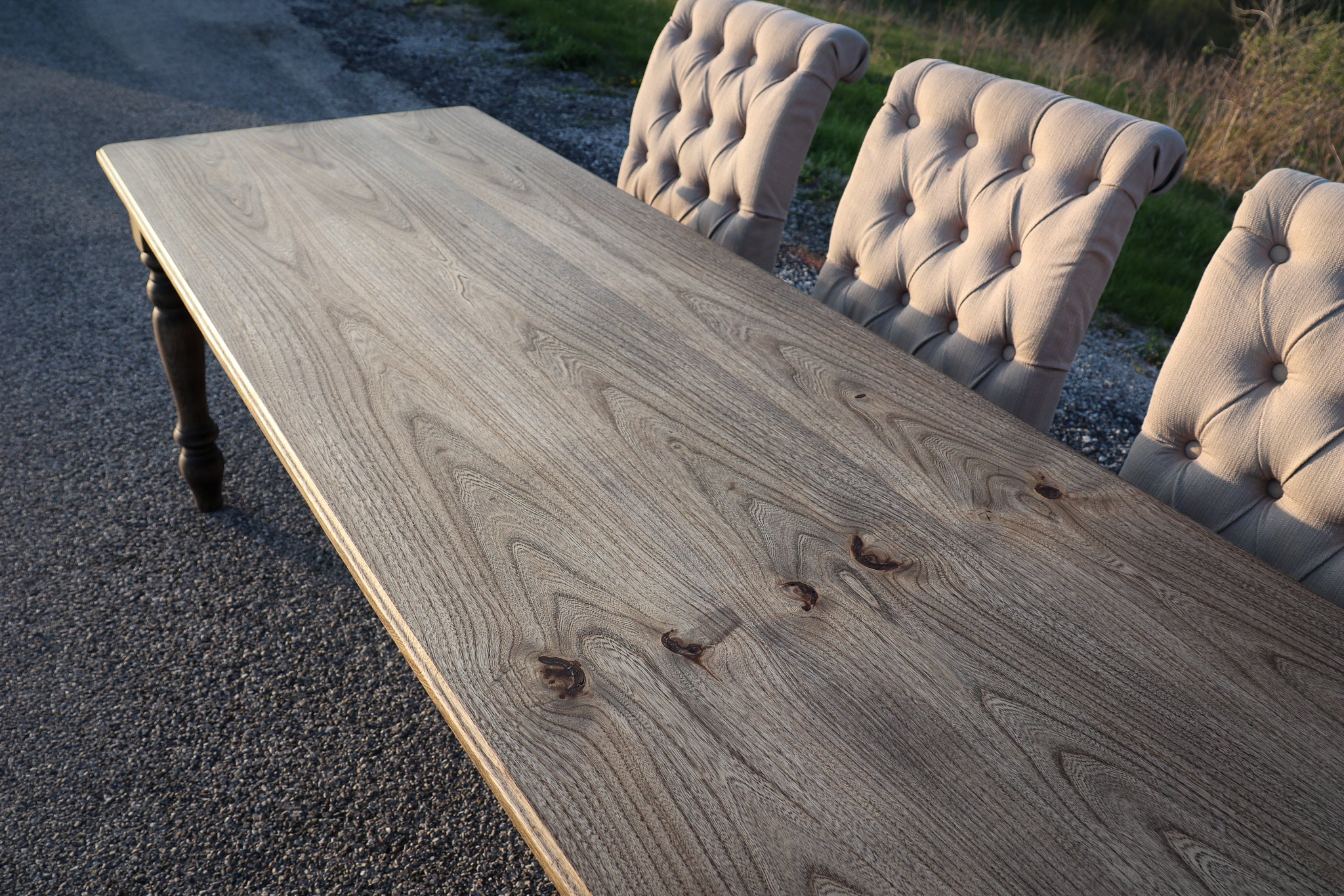 Classic Hackberry Hardwood Farmhouse Dining Table (in stock) Handmade Furniture in Iowa, USA