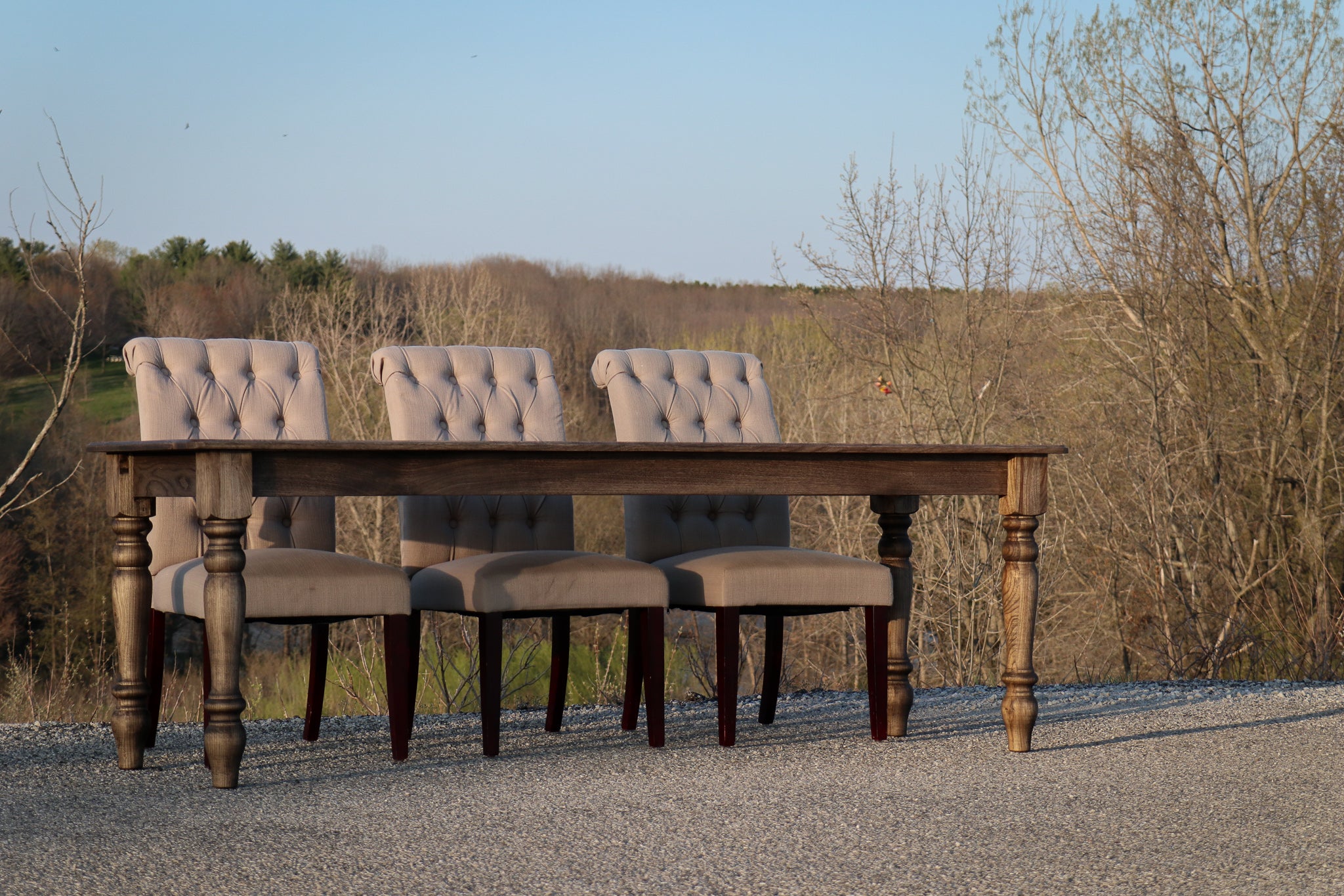 Classic Hackberry Hardwood Farmhouse Dining Table (in stock) Handmade Furniture in Iowa, USA