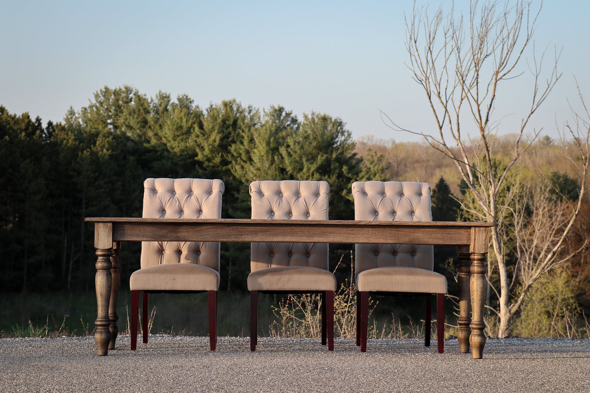 Classic Hackberry Hardwood Farmhouse Dining Table (in stock) Handmade Furniture in Iowa, USA