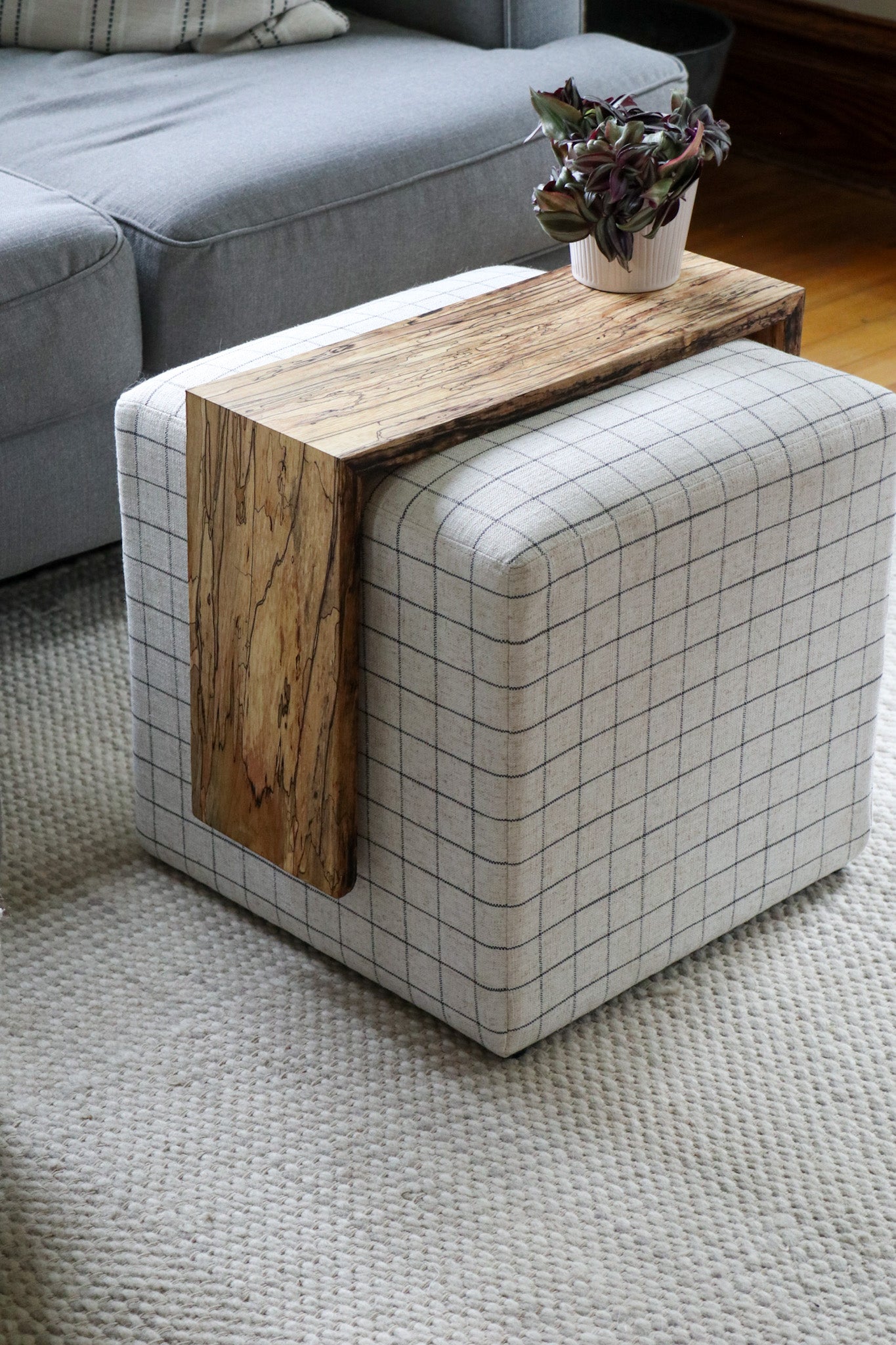 Spalted Maple Ottoman Foot Stool Table