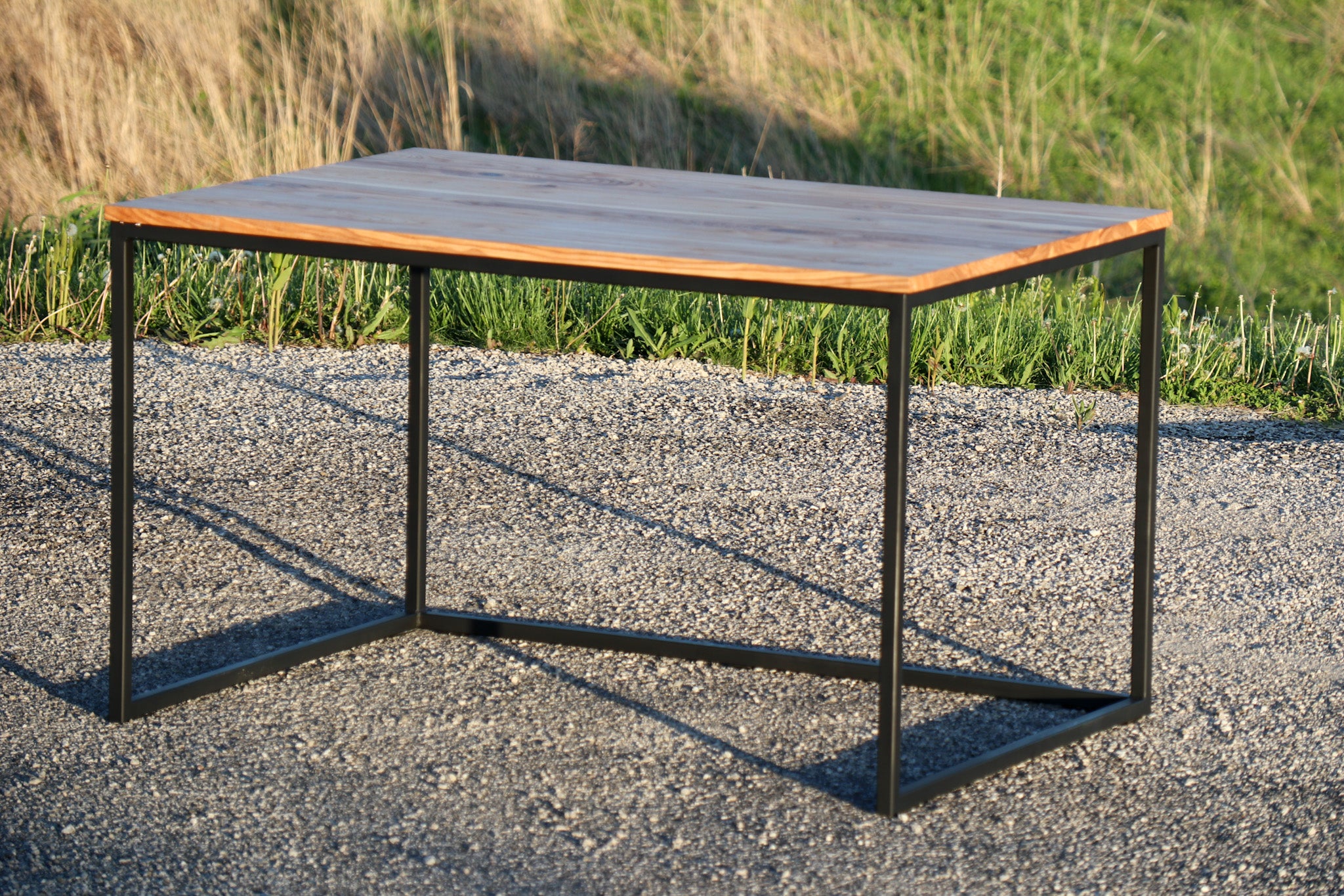 Modern Minimalist Ash Wood &amp; Metal Drafting Writing Desk Table
