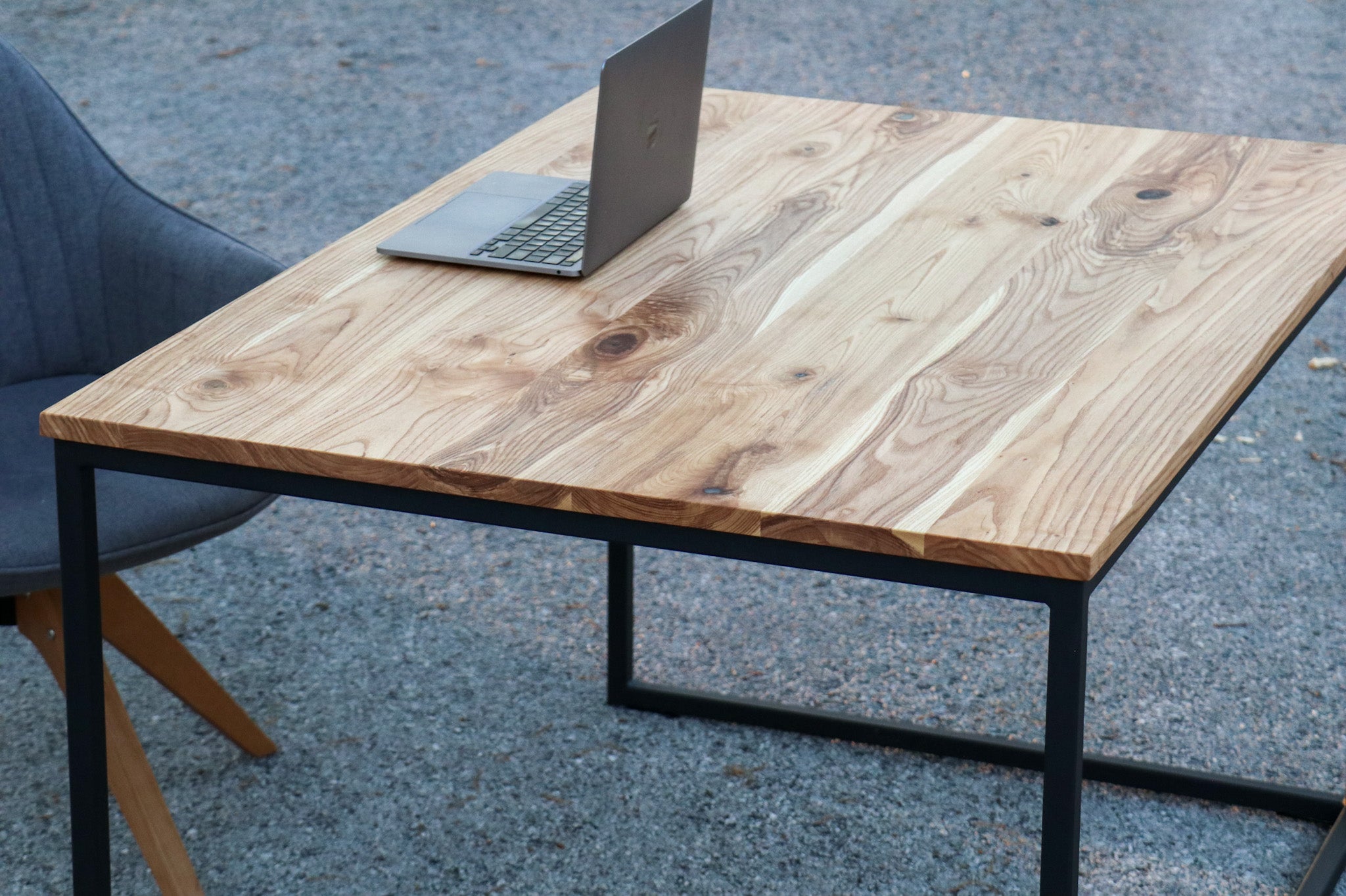 Modern Minimalist Ash Wood &amp; Metal Drafting Writing Desk Table
