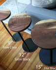 Live-Edge Walnut, Round Industrial Side Table - Hazel Oak Farms