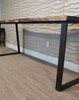 Narrow Live Edge Walnut Bar Table with Metal Base