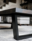 Modern Black Charcoal Ash Wood and Tapered Steel Coffee Table