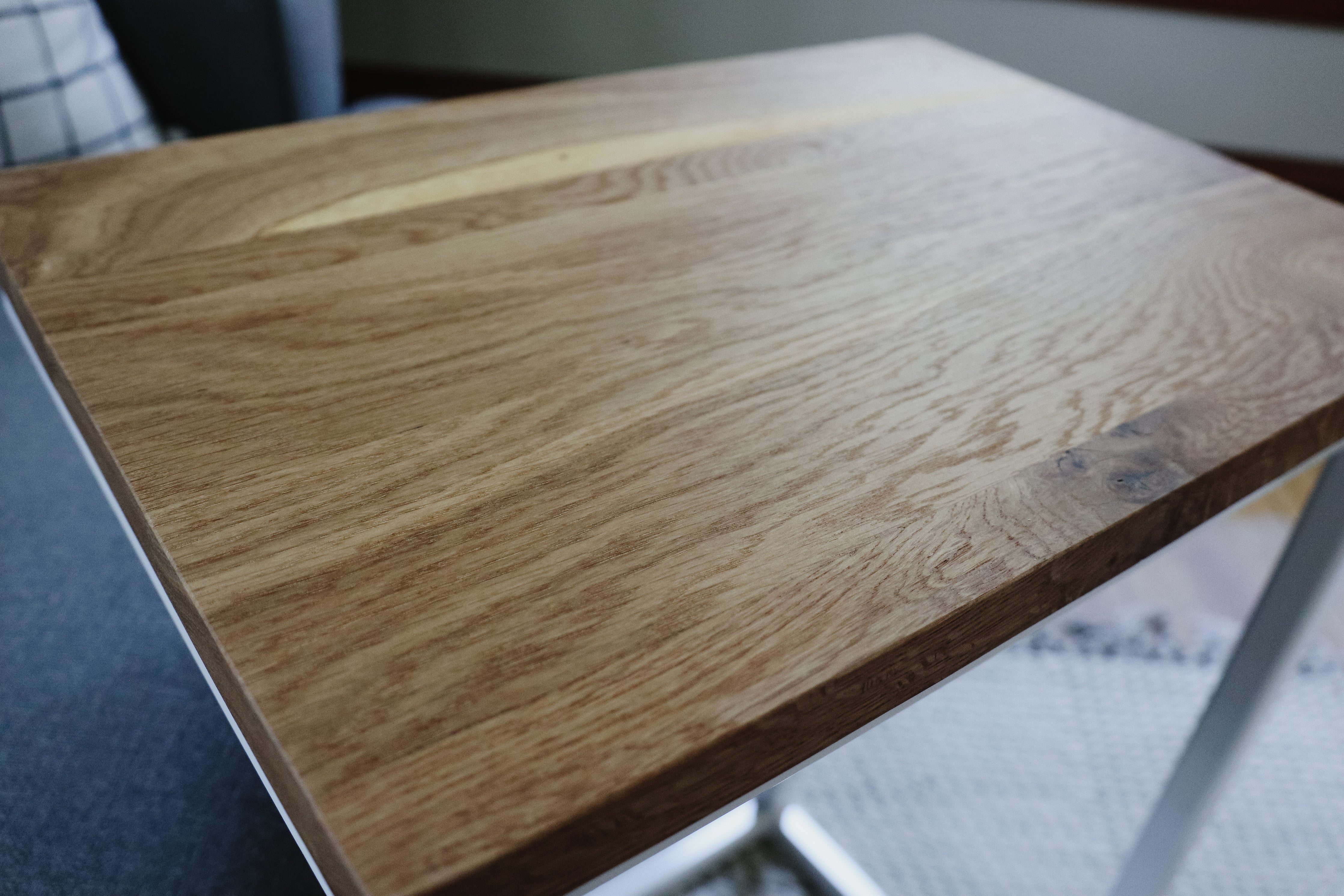 White Oak Modern Side C Table with White Base