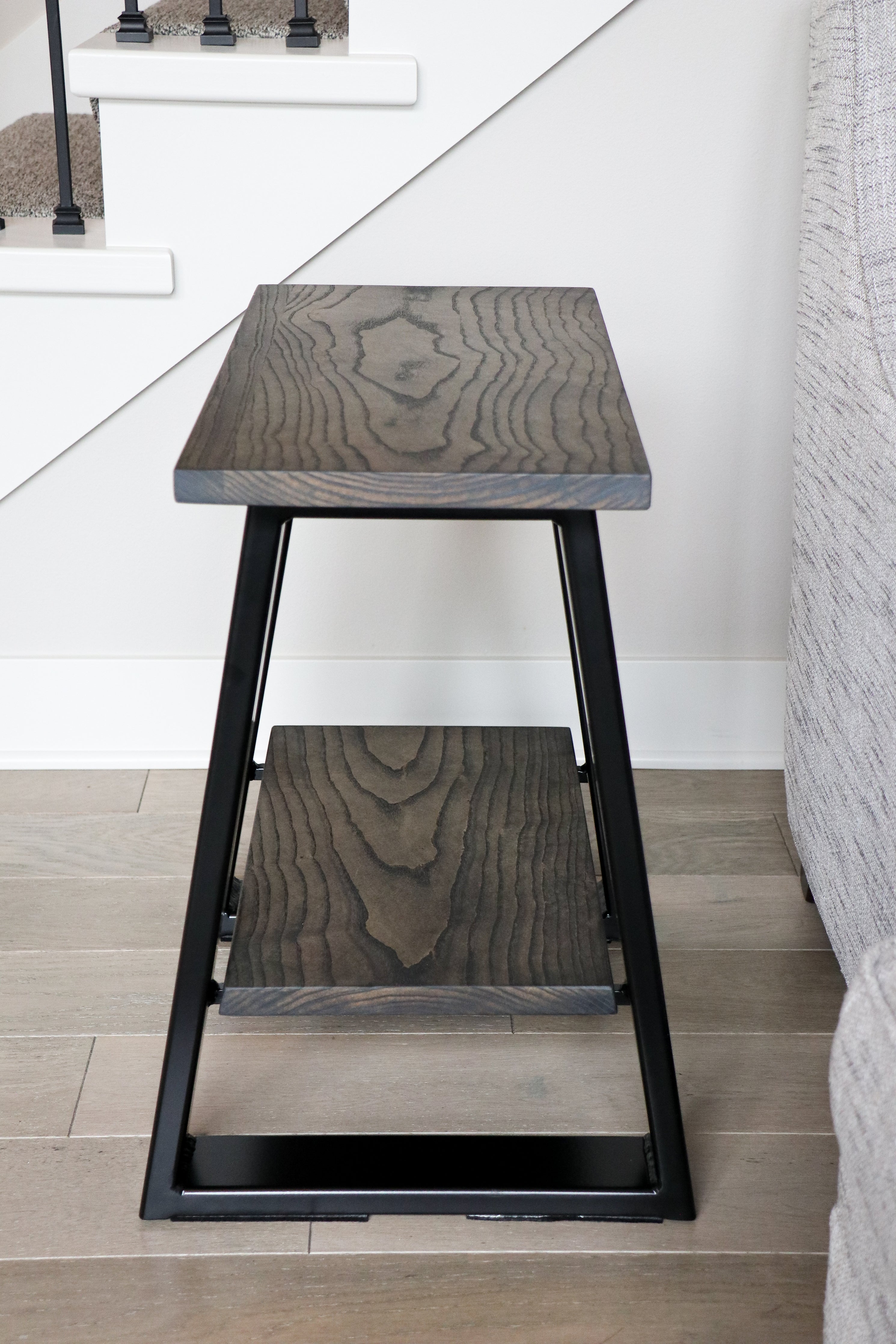 Tapered Industrial Wood & Metal Side Table