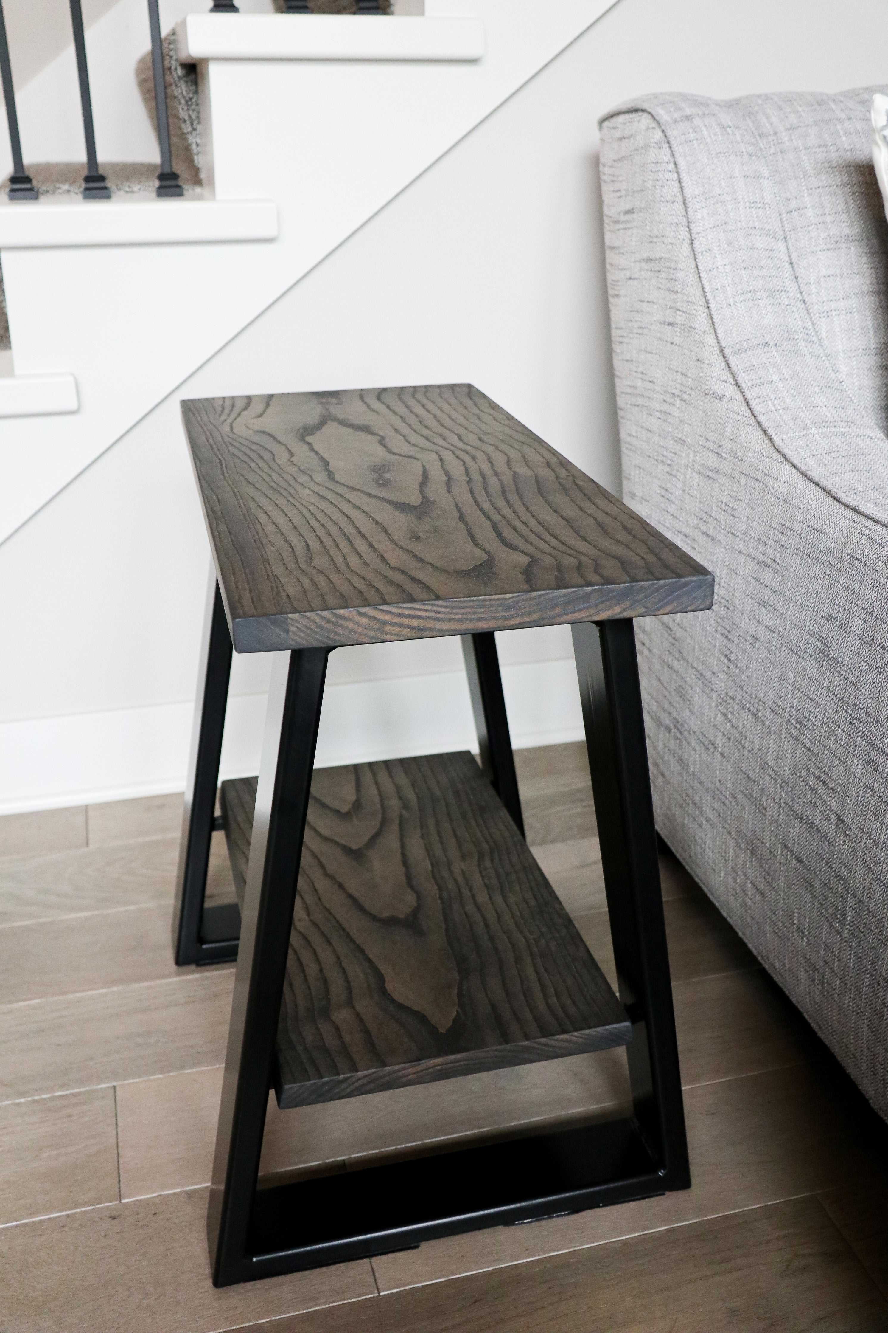 Tapered Industrial Wood & Metal Side Table