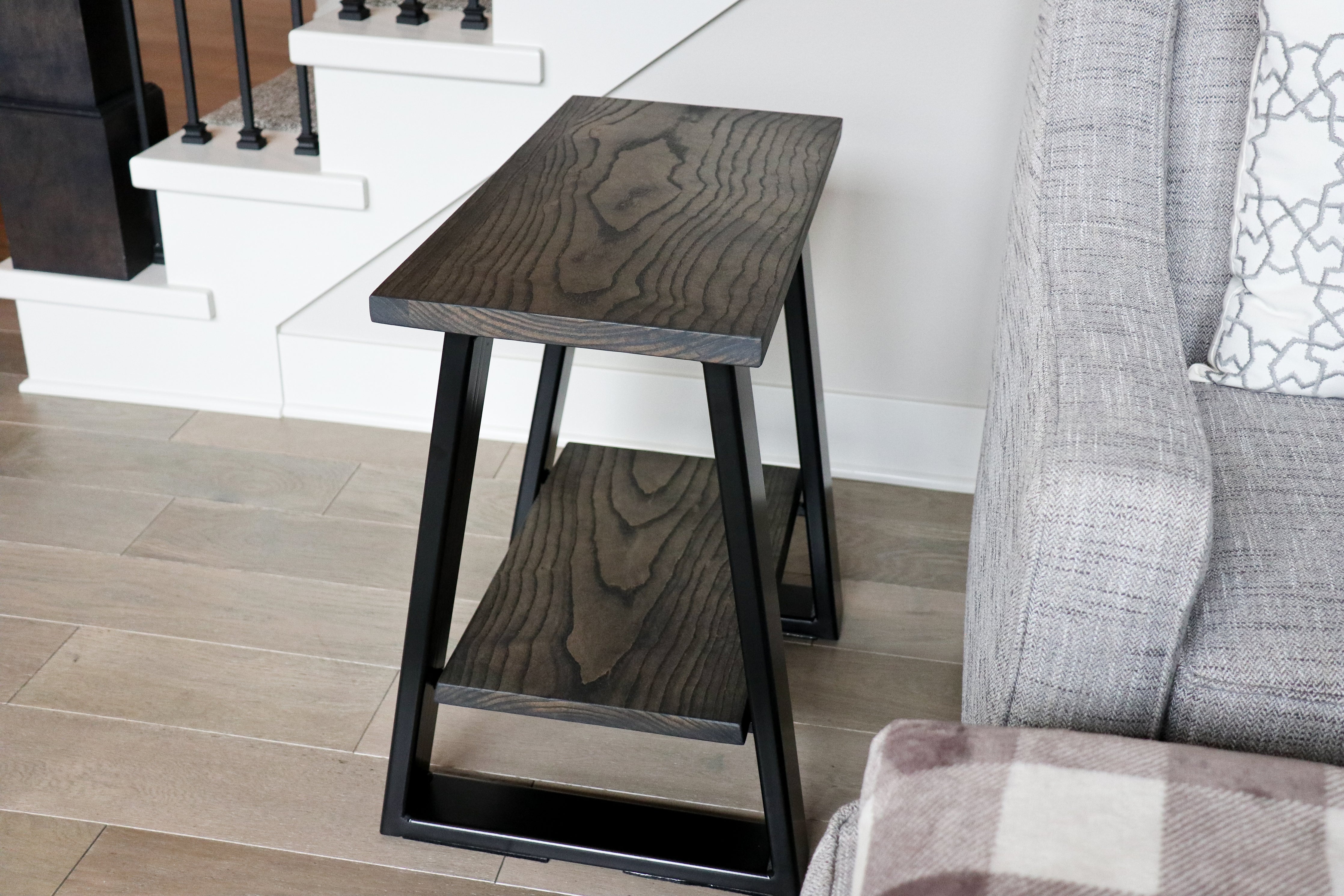Tapered Industrial Wood &amp; Metal Side Table
