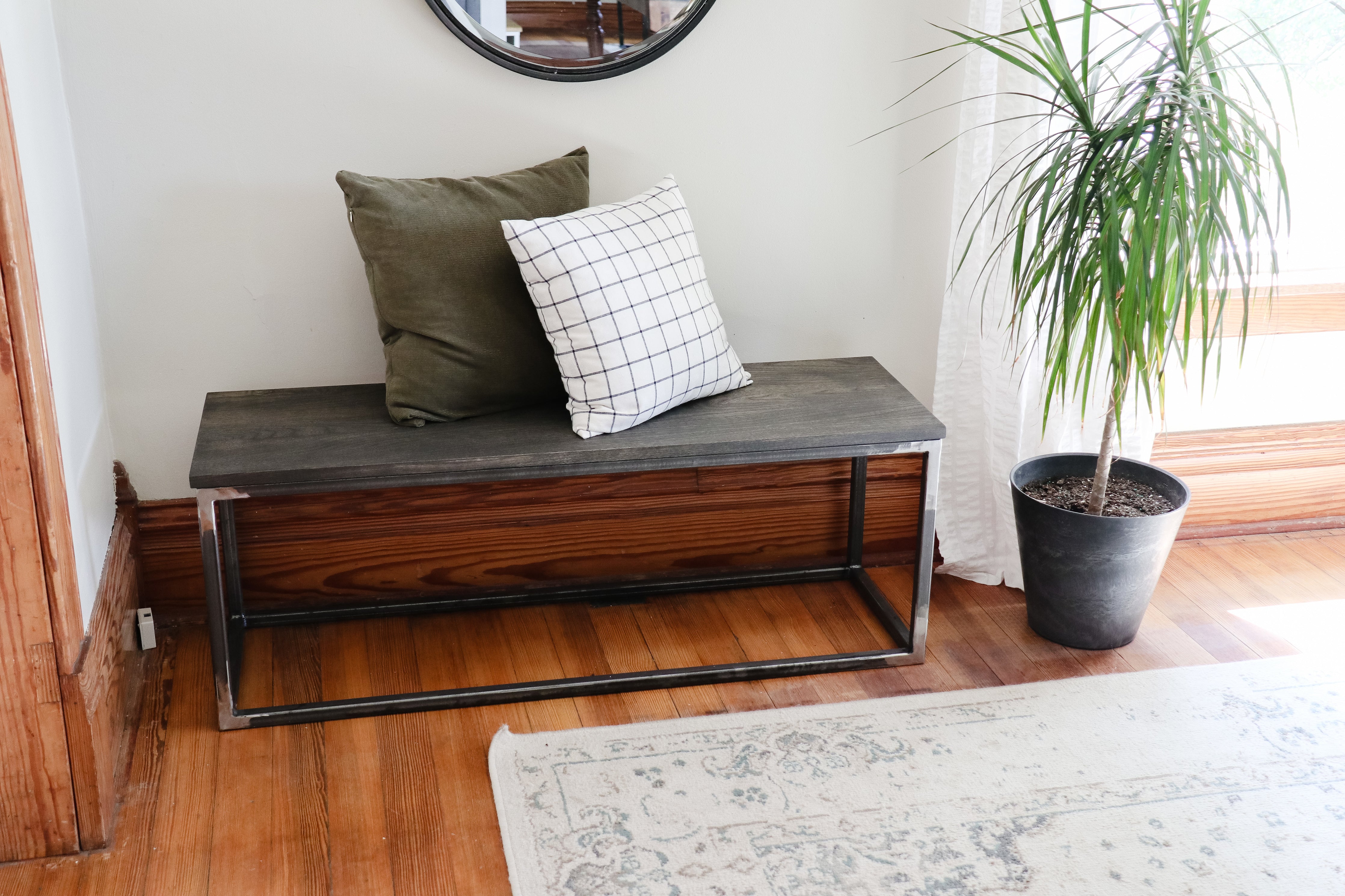 Modern Metal & Wood Bench