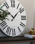 White Lightly Distressed Wooden Farmhouse Wall Clock - Hazel Oak Farms