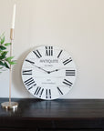 French Style White Lightly Distressed Large Wall Clock