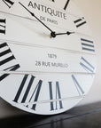 French Style White Lightly Distressed Large Wall Clock