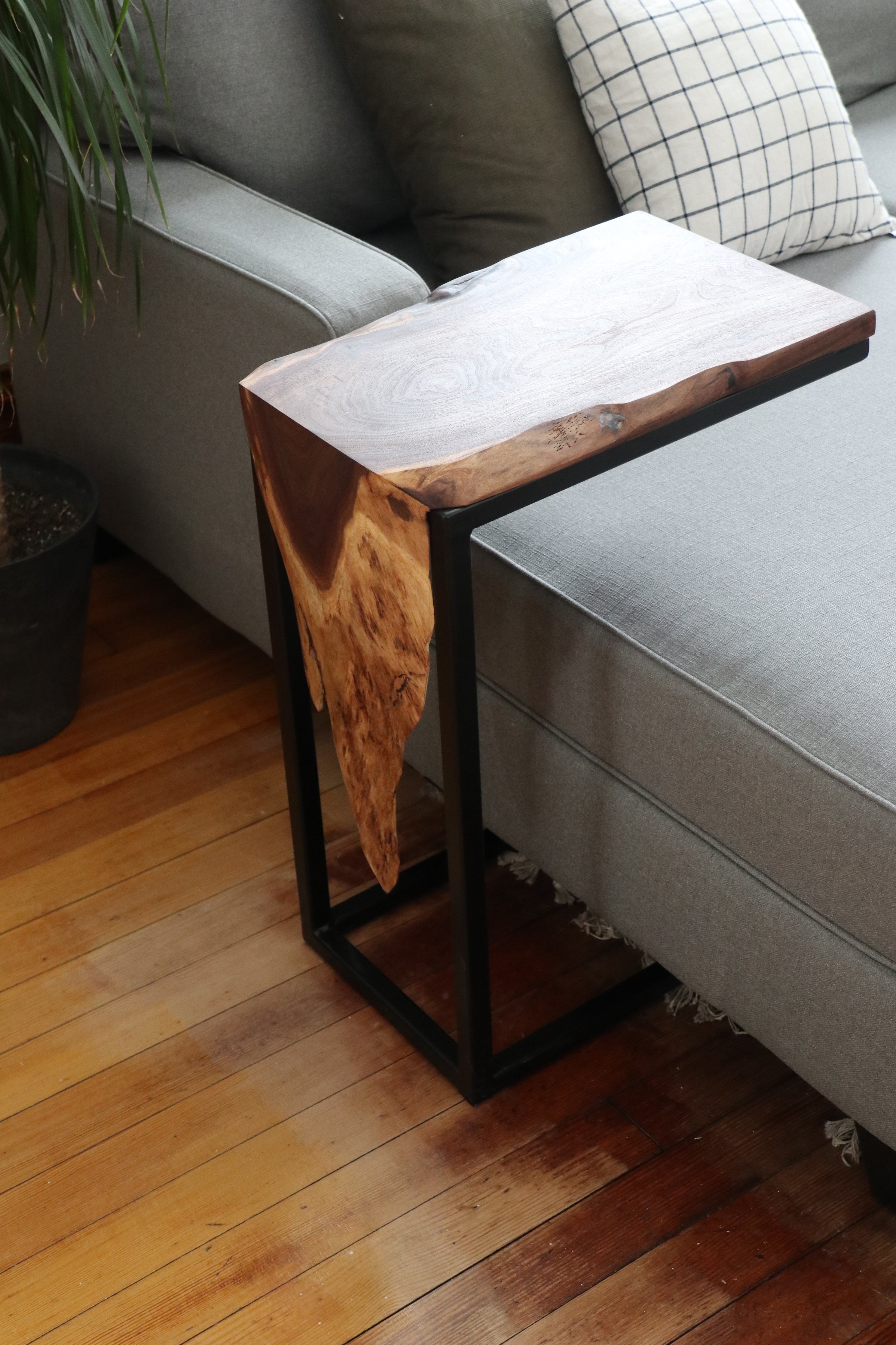 Live Edge Walnut Waterfall C Table - Hazel Oak Farms