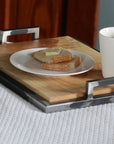 Ash Wood & Metal Bedroom or Bathroom Serving Tray with Handles Handmade Furniture in Iowa