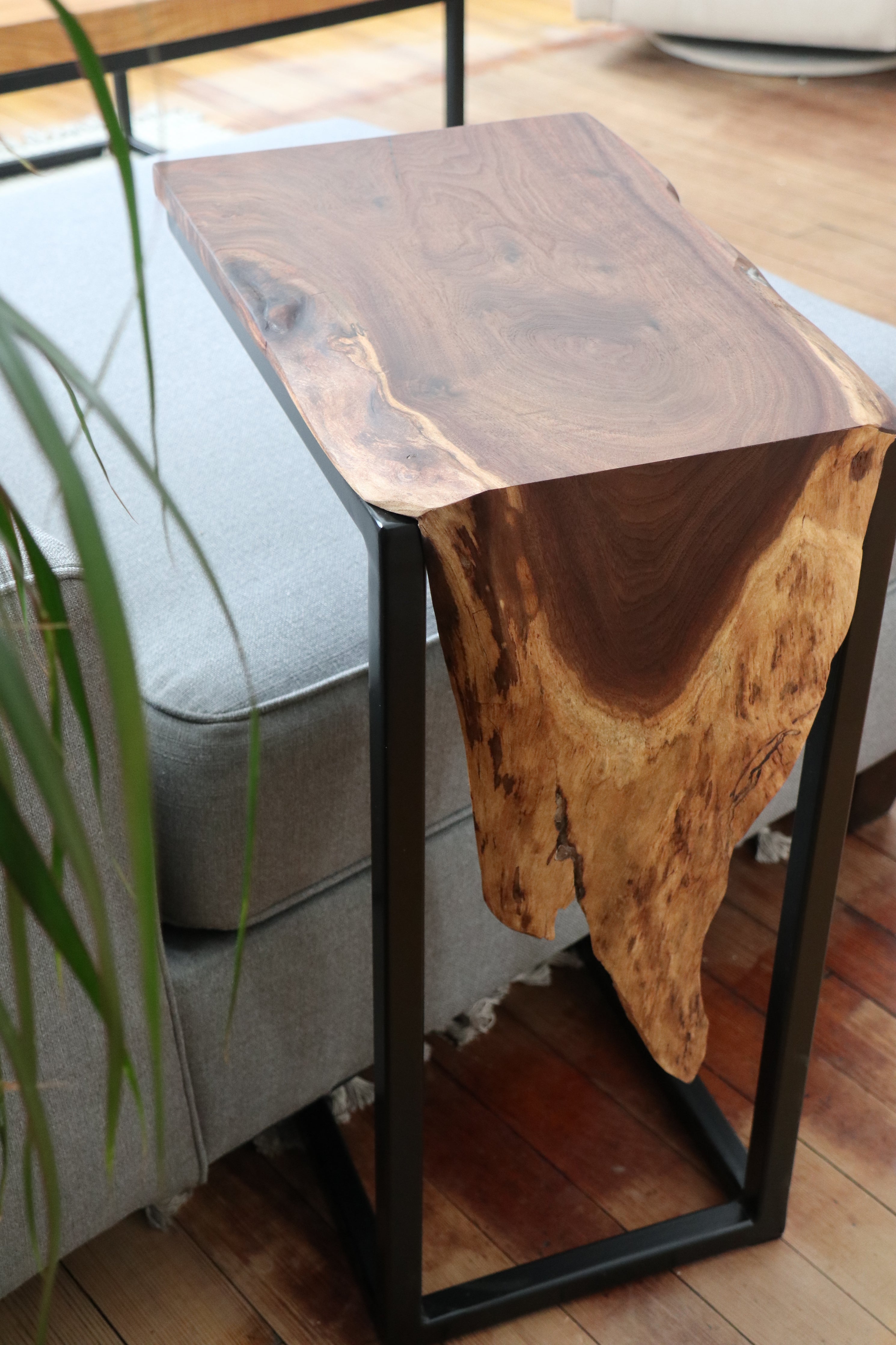 Live Edge Walnut Waterfall C Table - Hazel Oak Farms