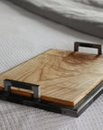 Ash Wood & Metal Bedroom or Bathroom Serving Tray with Handles  Handmade Furniture in Iowa