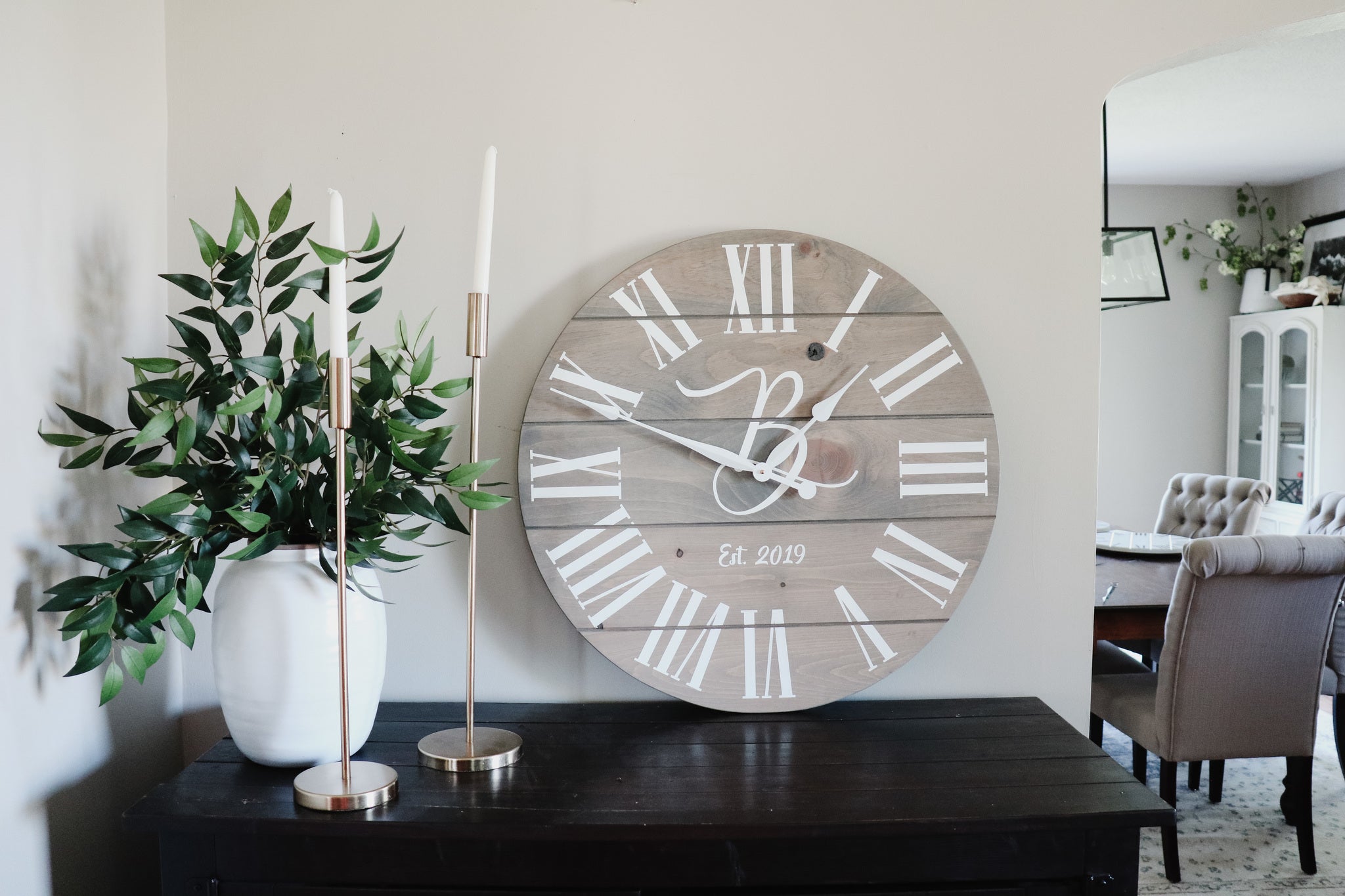 Large Customized Grey Wall Clock