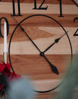 Solid Hickory Wood Wall Clock with Numbers and Lines
