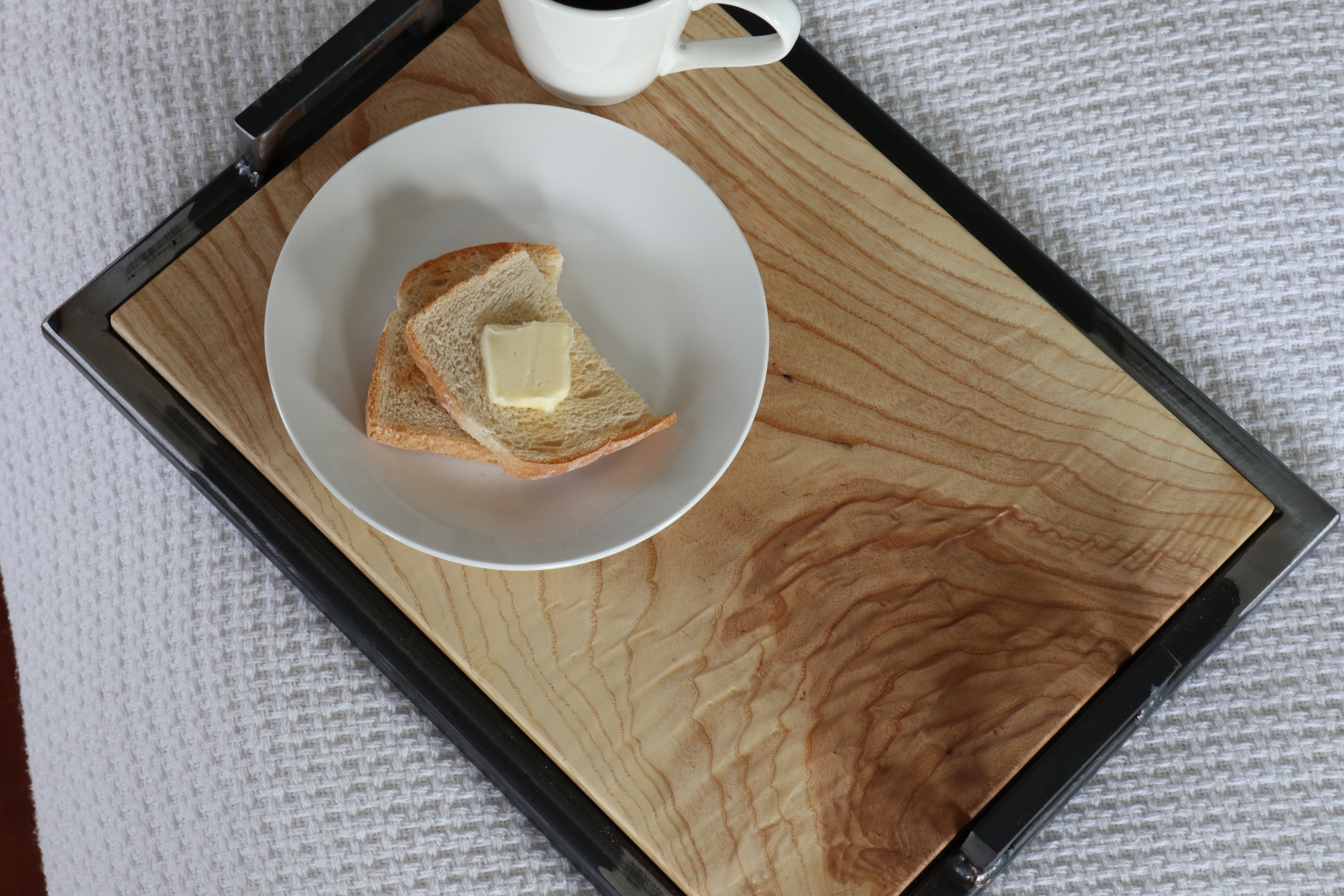 Ash Wood & Metal Bedroom or Bathroom Serving Tray with Handles  Handmade Furniture in Iowa