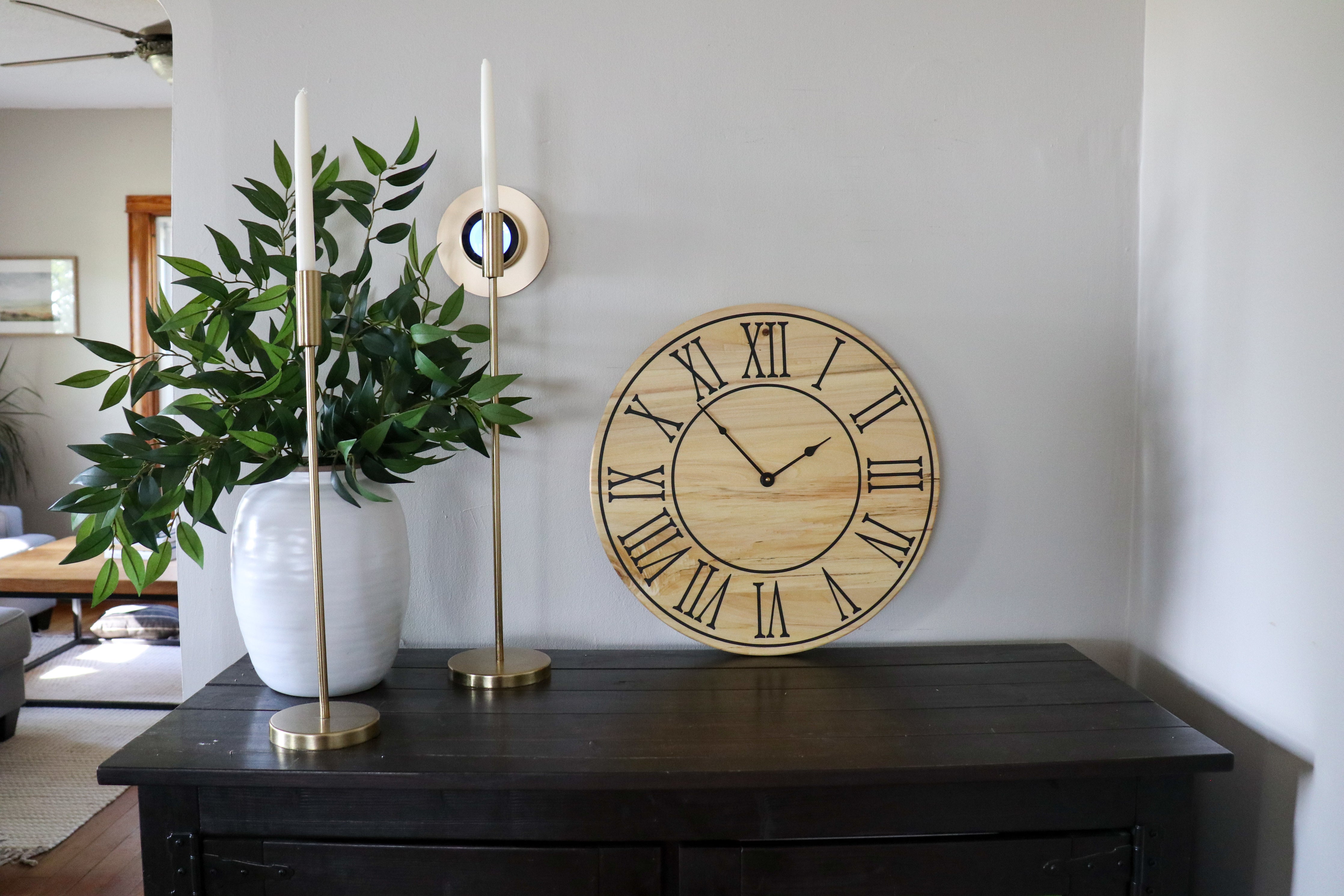 Soft Maple 18" Wood Clock with Black Roman Numerals (in stock) - Hazel Oak Farms
