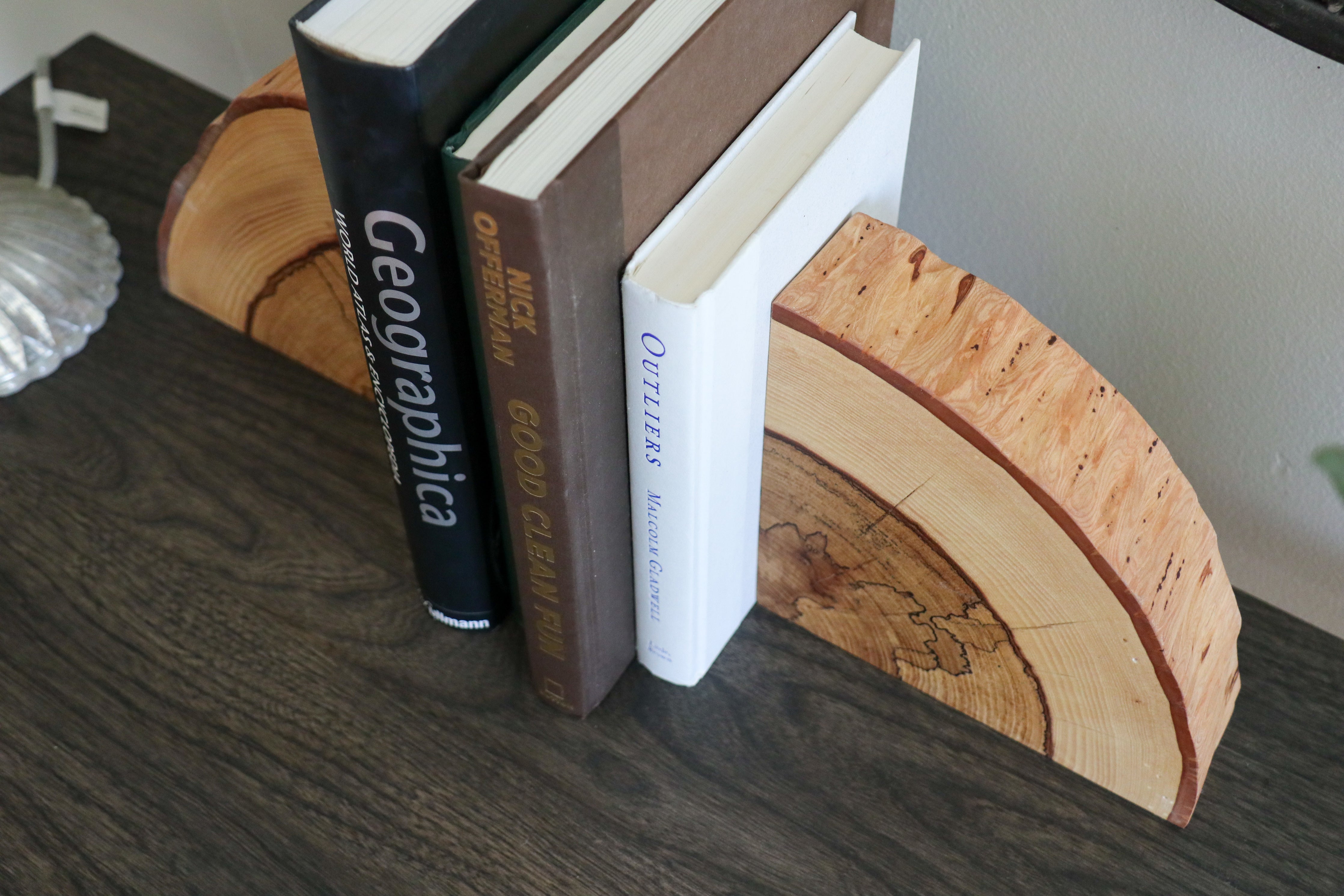 Spalted Hickory Solid Wood Bookends