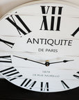 French Style White Lightly Distressed Large Wall Clock