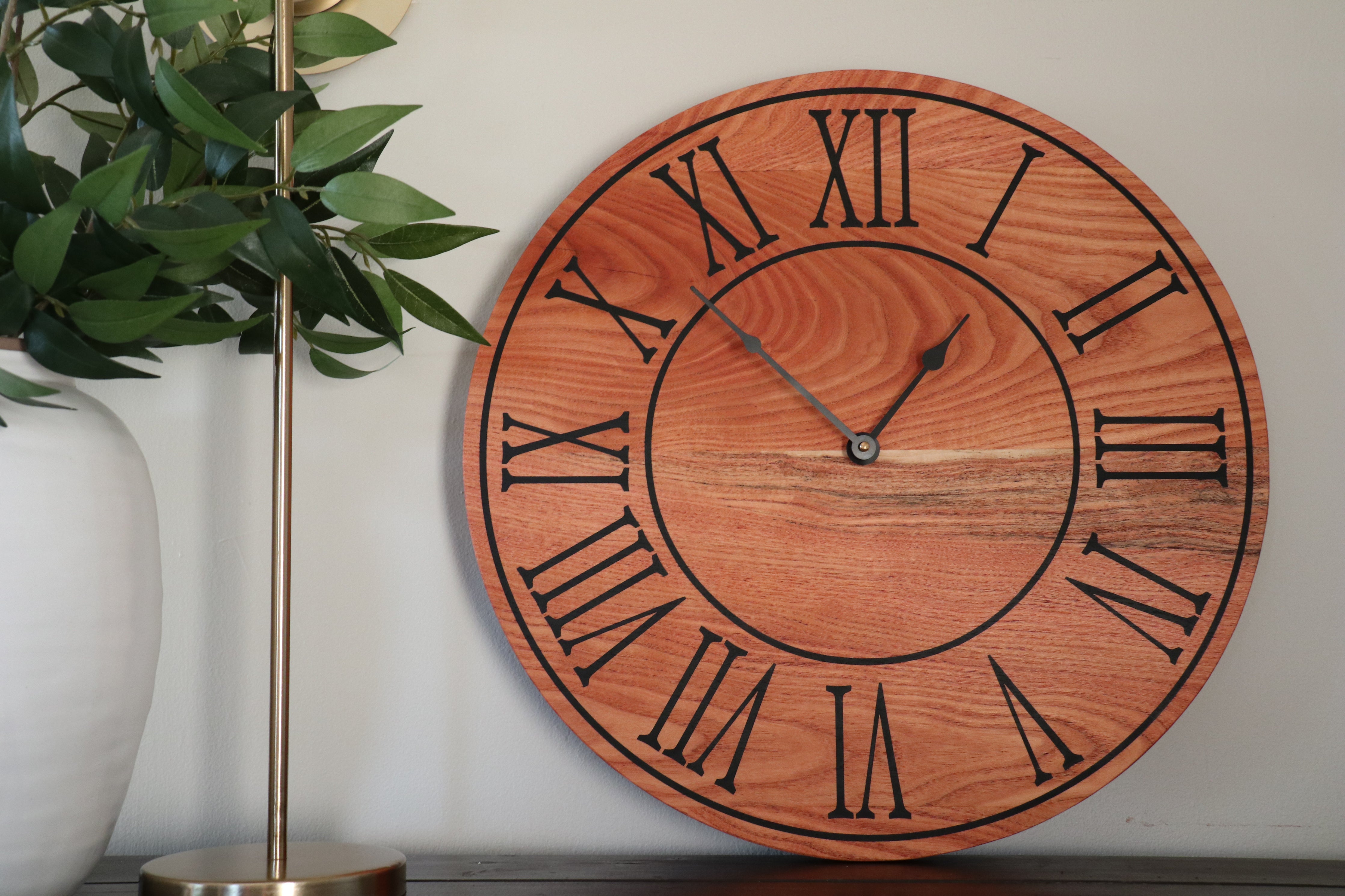 Locust Hardwood Large Wall Clock