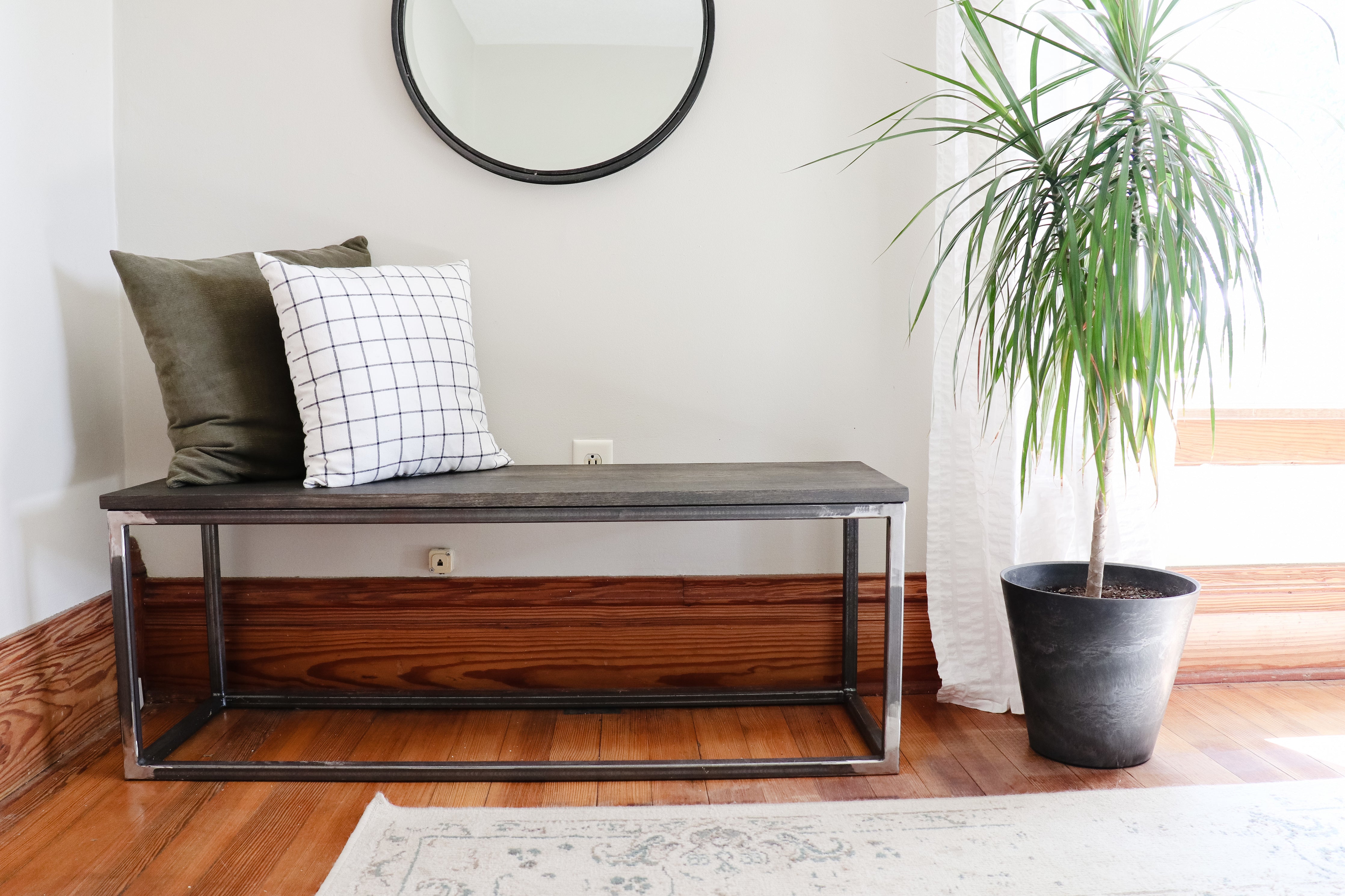 Modern Metal & Wood Bench