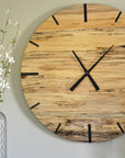 Mid Century Modern Hardwood Spalted Maple Wall Clock with Black Number Lines