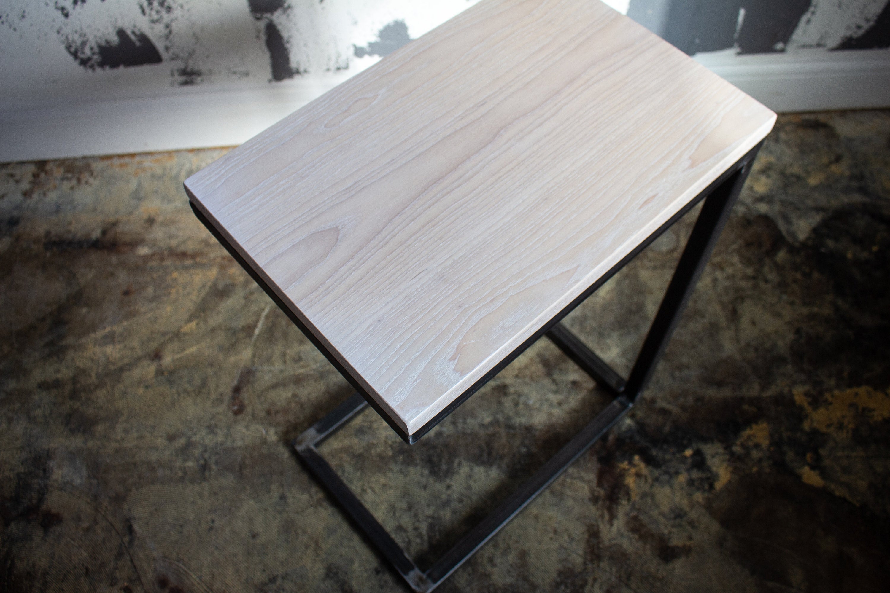 Solid White Washed Wood Laptop C Table