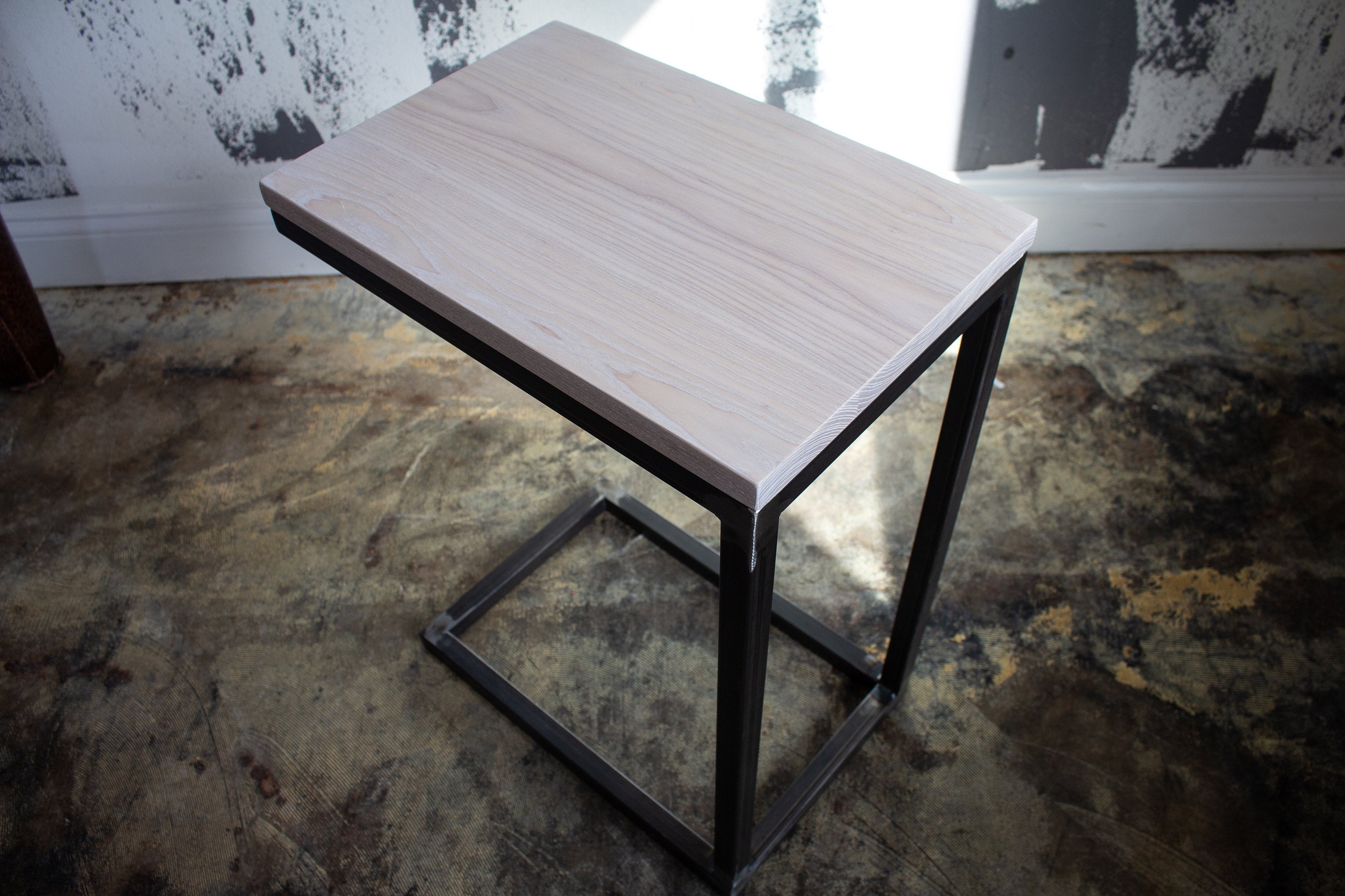 Solid White Washed Wood Laptop C Table