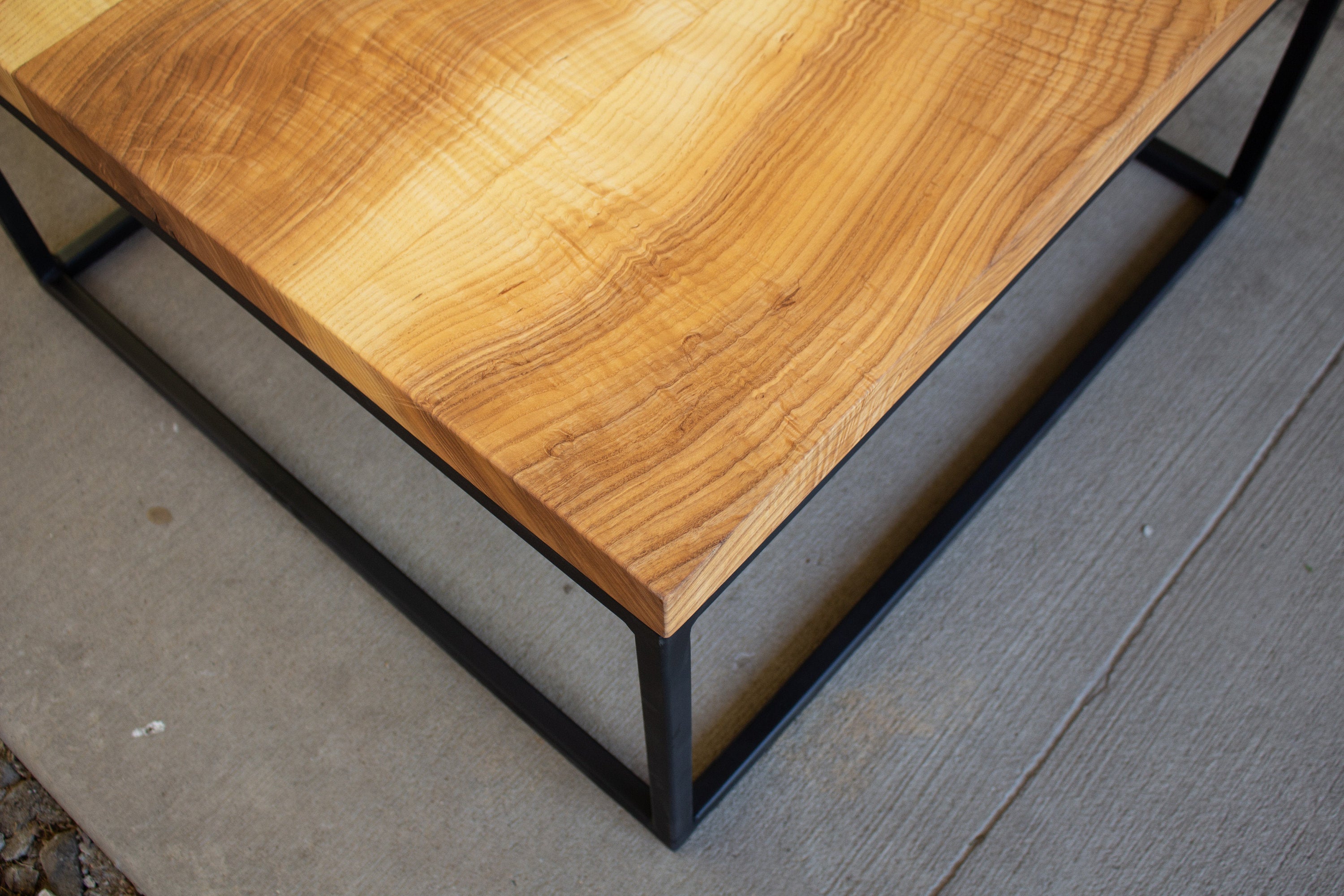 Industrial Solid Wood and Steel Coffee Table Handmade Furniture in Iowa, USA