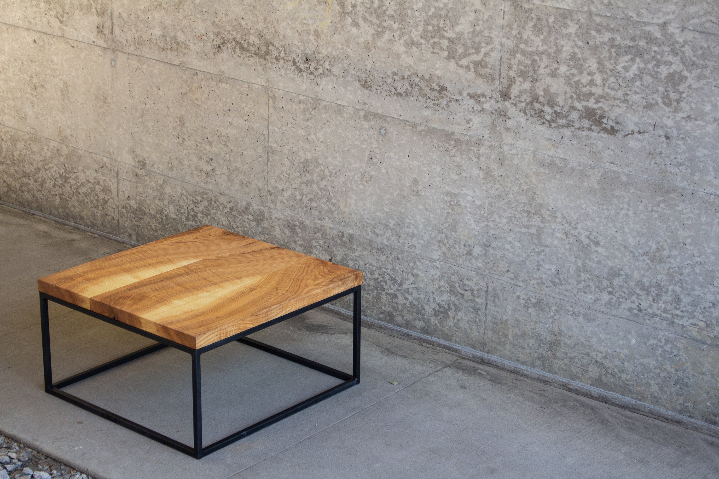 Industrial Solid Wood and Steel Coffee Table
