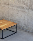 Industrial Solid Wood and Steel Coffee Table Handmade Furniture in Iowa, USA