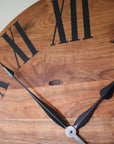 Large Solid Cherry Hardwood Wall Clock with Black Roman Numerals