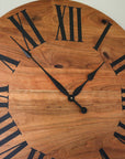 Large Solid Cherry Hardwood Wall Clock with Black Roman Numerals