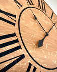 Large Quartersawn White Oak Wall Clock with Black Lines and Roman Numerals