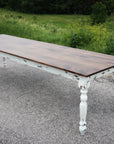 Farmhouse Dining Table with White Distressed Legs and Stained Pine Top - Hazel Oak Farms